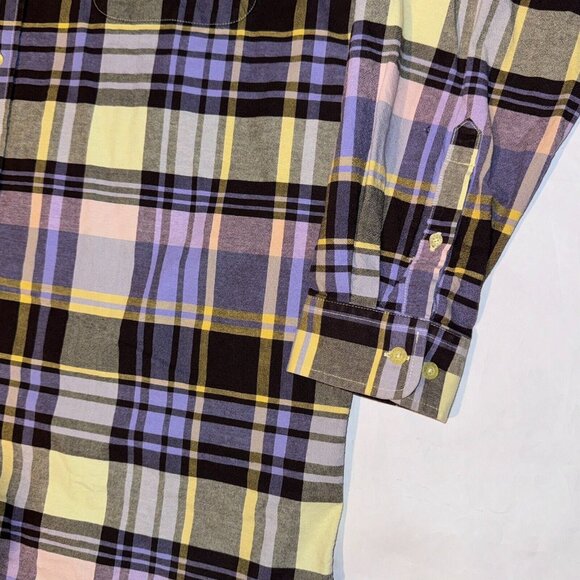 Cinch Jeans Western Purple & Yellow Plaid Long Sleeve Button Up Rodeo Shirt - L - Picture 4 of 6